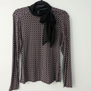 RW&CO. Black and Pink Polka Dot Long Sleeve Top